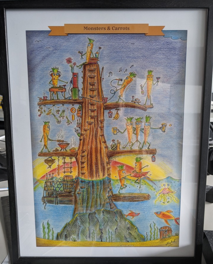The Party Tree, the illustration is now printed and framed! (Monsters & Carrots project)