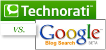 Technorati vs. Google Blog Search