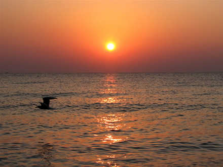 Изгревът на слънцето на брега на Черно море