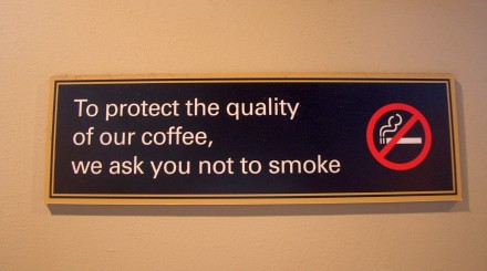 No-smoking sign in a Starbucks cafe in London