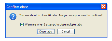 Firefox close all tabs warning