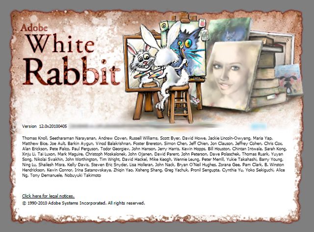 Photoshop CS5 White Rabbit - the unofficial splash screen