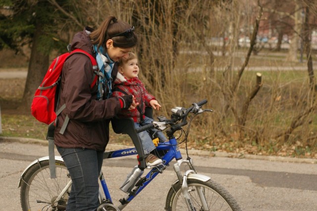 Simona on bicycle