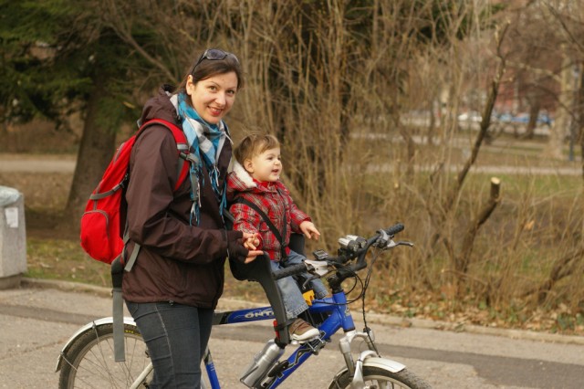 Simona on bicycle