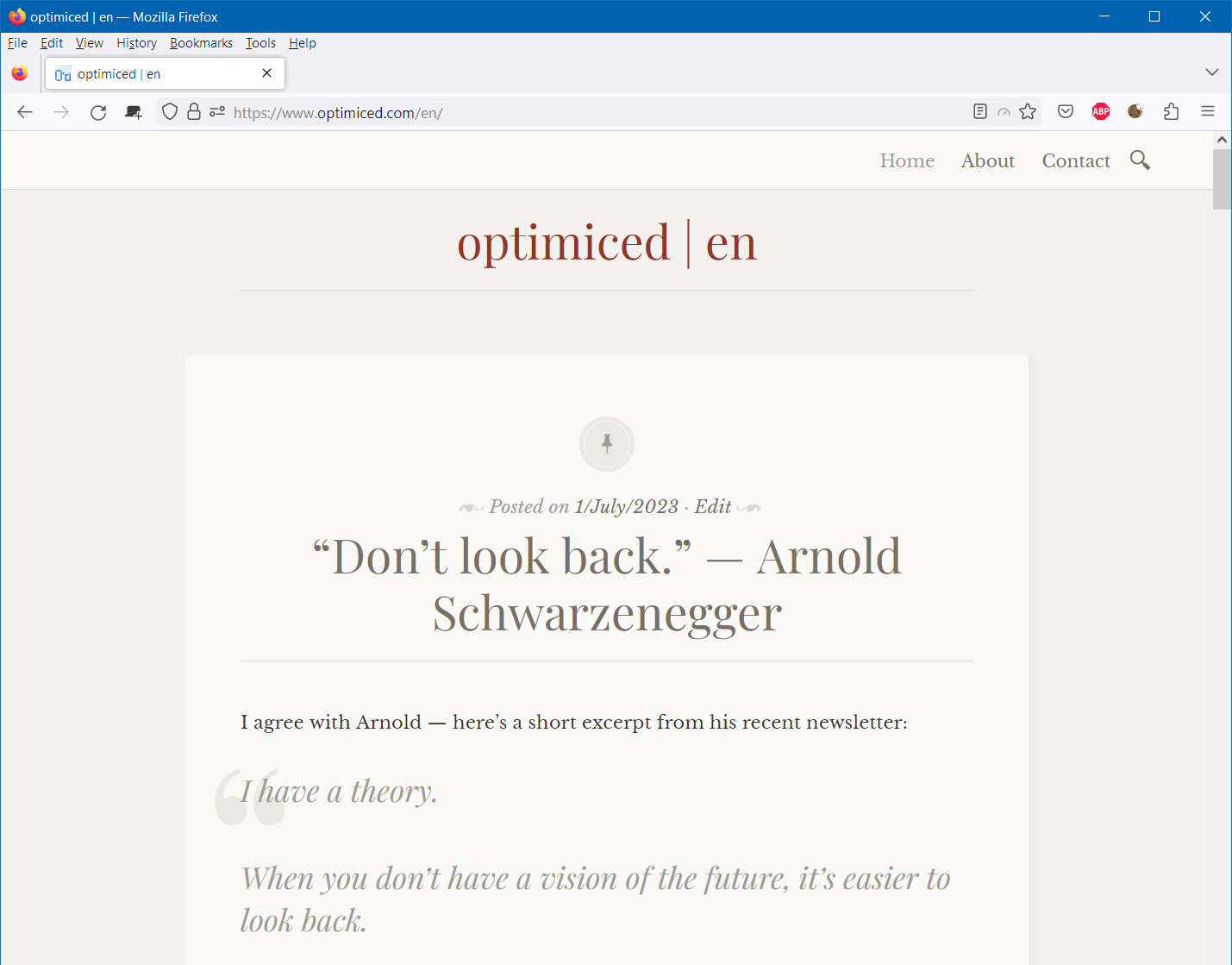The header of optimiced.com (en) -- Libretto theme.